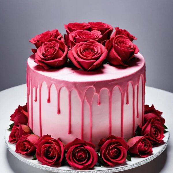 Rose Elegance Drip Cake